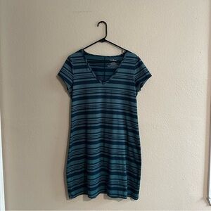 L.L. Bean Striped V Neck T Shirt Dress